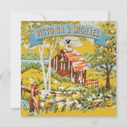 Aangepaste Rustieke Woodland Schuur Huwelijksuitno Kaart (Voorkant)