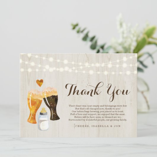 Aangepaste Rustige Baby Baby showers tweeling Bedankkaart (Staand voorkant)