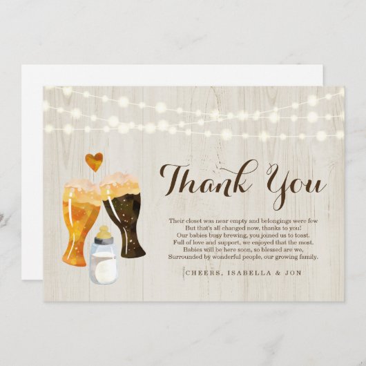 Aangepaste Rustige Baby Baby showers tweeling Bedankkaart (Voorkant / Achterkant)