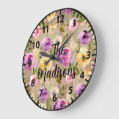 Aangepaste Rustige houten bloemen lentekleuren Grote Klok (Hoek)