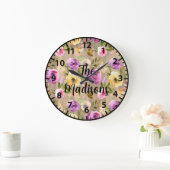 Aangepaste Rustige houten bloemen lentekleuren Grote Klok (Huis)