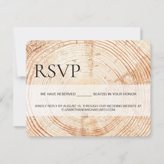 Aangepaste Rustige houten korrel RSVP gereserveerd Kaartje (Voorkant)