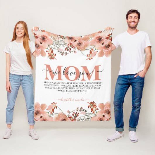 Aangepaste Rustige peach Brown Waterverf grafische Fleece Deken (In situ)