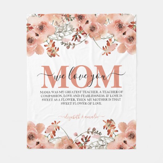 Aangepaste Rustige peach Brown Waterverf grafische Fleece Deken (Voorkant)