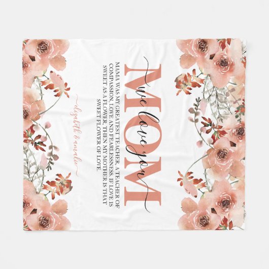 Aangepaste Rustige peach Brown Waterverf grafische Fleece Deken (Voorkant (Horizontaal))