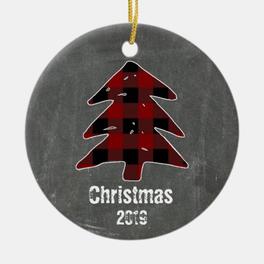 Aangepaste Rustige Red Pset Tree & Chalkboard foto Keramisch Ornament (Voorkant)