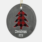 Aangepaste Rustige Red Pset Tree & Chalkboard foto Keramisch Ornament (Links)