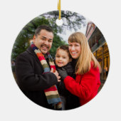 Aangepaste Rustige Red Pset Tree & Chalkboard foto Keramisch Ornament (Achterkant)