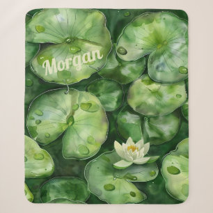 Aangepaste rustige Waterverf vijver Lotus Art Gi Sherpa Deken