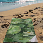 Aangepaste rustige Waterverf vijver | Lotus Art Gi Strandlaken