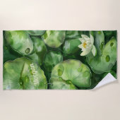 Aangepaste rustige Waterverf vijver | Lotus Art Gi Strandlaken (Voorkant)