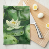 Aangepaste rustige Waterverf vijver | Lotus Art Gi Theedoek (Quarter Fold)