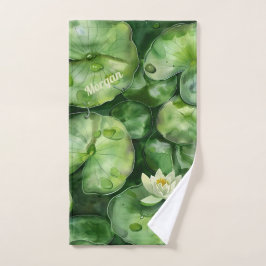 Aangepaste rustige Waterverf vijver | Lotus Art Sp Handdoek