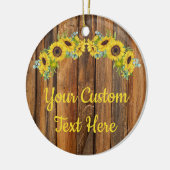 Aangepaste Rustige Wood - Zonnebloem - tekst Keramisch Ornament (Links)
