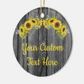 Aangepaste Rustige Wood - Zonnebloem - tekstkaart Keramisch Ornament (Links)