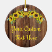 Aangepaste Rustige Wood - Zonnebloem - tekstkaart Keramisch Ornament (Achterkant)