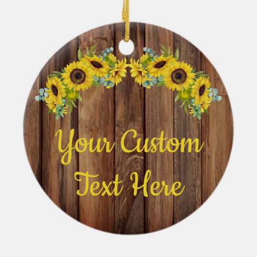 Aangepaste Rustige Wood - Zonnebloem - tekstkaart Keramisch Ornament (Achterkant)