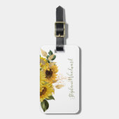 Aangepaste Rustige zonnebloem Groene Floral Bagagelabel (Voorkant verticaal)