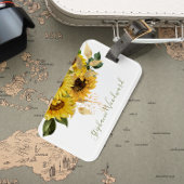 Aangepaste Rustige zonnebloem Groene Floral Bagagelabel