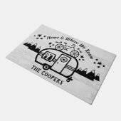 Aangepaste Rustische Camping Trailer Rv Lifestyle Deurmat (Schuin)