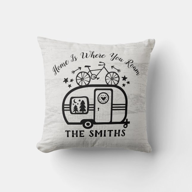 Aangepaste Rustische Camping Trailer Rv Lifestyle Kussen (Voorkant)