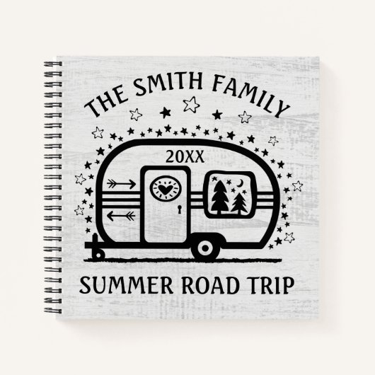 Aangepaste Rustische Camping Trailer Rv Lifestyle Notitieboek (Voorkant)