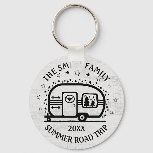 Aangepaste Rustische Camping Trailer Rv Lifestyle Sleutelhanger (Voorkant)