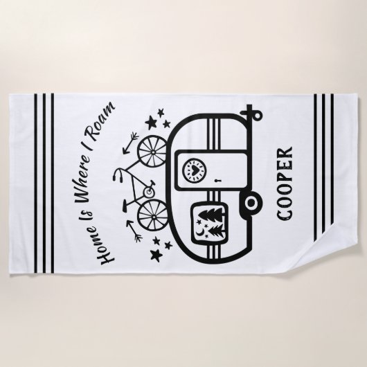 Aangepaste Rustische Camping Trailer Rv Lifestyle Strandlaken (Voorkant)