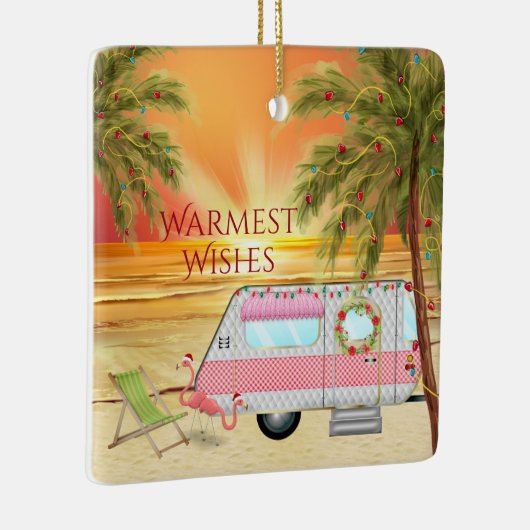 Aangepaste RV Camper Beach kerst Keramisch Ornament (Rechts)