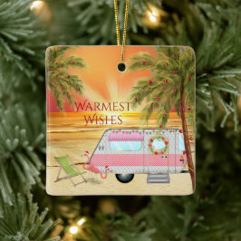 Aangepaste RV Camper Beach kerst Keramisch Ornament