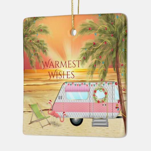 Aangepaste RV Camper Beach kerst Keramisch Ornament (Links)