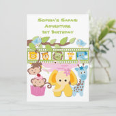 Aangepaste Safari Adventure Birthday Invitation Kaart (Staand voorkant)