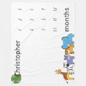 Aangepaste Safari-Baby mijlpaalmaanden Fleece Deken (Voorkant)