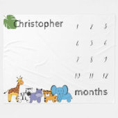 Aangepaste Safari-Baby mijlpaalmaanden Fleece Deken (Voorkant (Horizontaal))