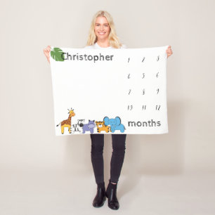 Aangepaste Safari-Baby mijlpaalmaanden Fleece Deken