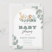 Aangepaste Safari Baby Shower met Groene Decoratie Kaart (Voorkant)
