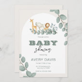 Aangepaste Safari Baby Shower met Groene Decoratie Kaart (Voorkant / Achterkant)