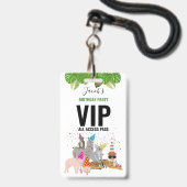 Aangepaste Safari Jungle Zoo Verjaardagsfeest Pas Badge (Voorzijde met lanyard)