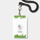 Aangepaste Safari Jungle Zoo Verjaardagsfeest Pas Badge (Achterkant met lanyard)