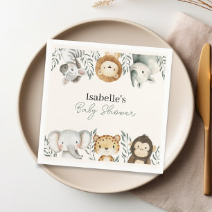 Aangepaste Safari Oerwoud Dieren Baby shower Papie Servet