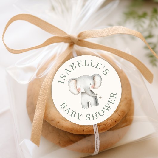 Aangepaste Safari Oerwoud Olifant Baby shower Ronde Sticker