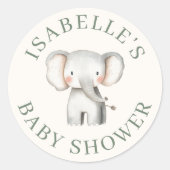 Aangepaste Safari Oerwoud Olifant Baby shower Ronde Sticker (Voorkant)