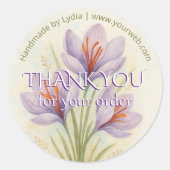 Aangepaste Saffraan Waterverf Dank u Ronde Sticker (Voorkant)