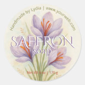 Aangepaste Saffraan Zeep Waterverf Bloemen Busines Ronde Sticker (Voorkant)