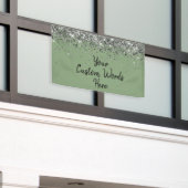 Aangepaste Sage en Zilver Verjaardagsfeest Fotohok Spandoek (Buitenkant Gebouw)