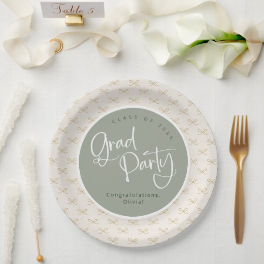Aangepaste Sage Gold Class van 2025 Afstudeerder P Papieren Bordje (Huwelijk)