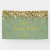 Aangepaste Sage Goud Groene Verjaardagsfeestje Fot Spandoek (Horizontaal)