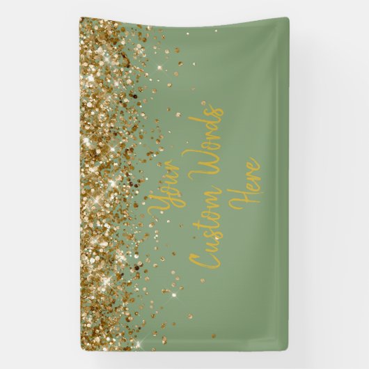 Aangepaste Sage Goud Groene Verjaardagsfeestje Fot Spandoek (Verticaal)