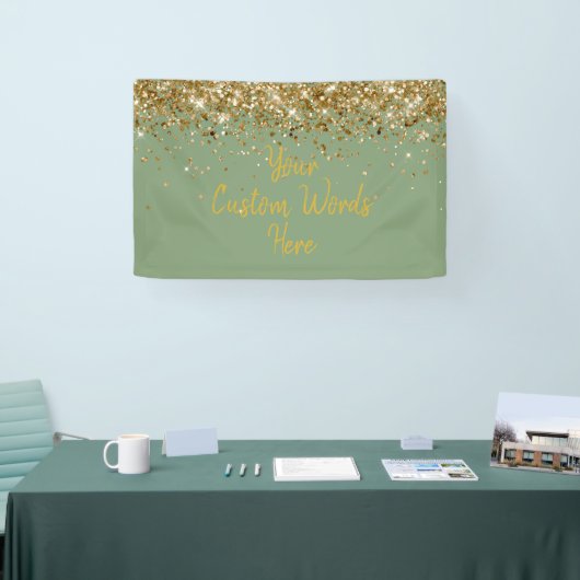 Aangepaste Sage Goud Groene Verjaardagsfeestje Fot Spandoek (Beurs)