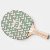 Aangepaste Sage Green 70s Bladpatroon Monogram Tafeltennisbatje (Zijkant)